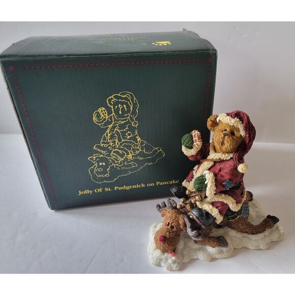 NIB 2003 Boyds Jolly Ol St. Pudgenick on Pancake Heavy Load 1E Santa on Reindeer - Picture 1 of 11